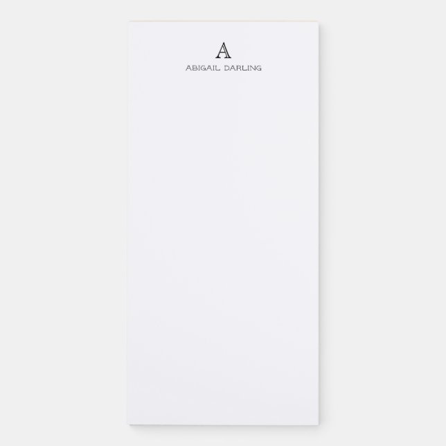Classic Elegant Professional Monogram Magnetic Notepad (Front)