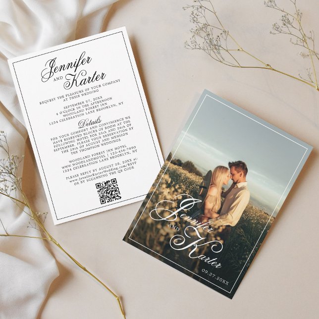 Classic Elegant QR Code All in One Photo Wedding Invitation (Creator Uploaded)