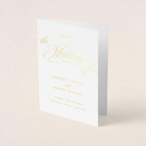 Classic Elegant Real Foil Wedding Program Booklet