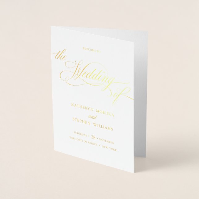 Classic Elegant Real Foil Wedding Program Booklet (Front)