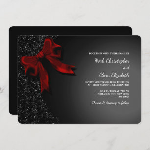 Classic Elegant Red Bow - Modern Minimalist Invitation