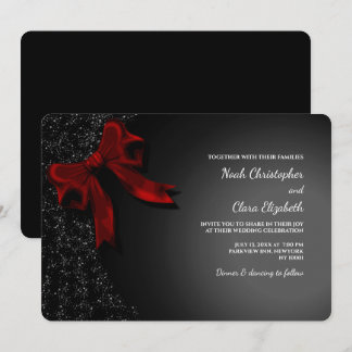 Classic Elegant Red Bow - Modern Minimalist Invitation