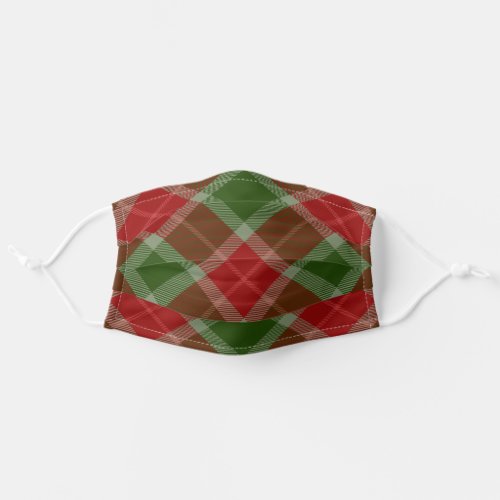 Classic Elegant Red  Green Christmas Plaid Adult Cloth Face Mask