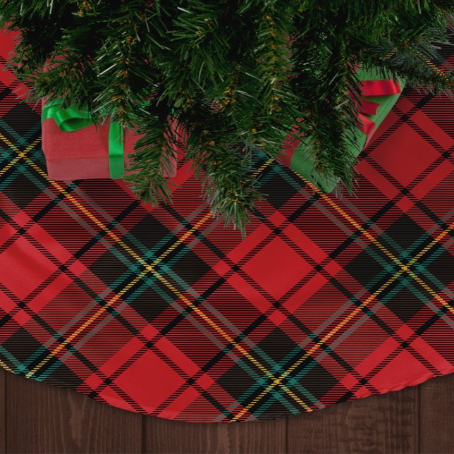 Classic Elegant Red Tartan Christmas Holiday Brushed Polyester Tree Skirt (Creator Uploaded)