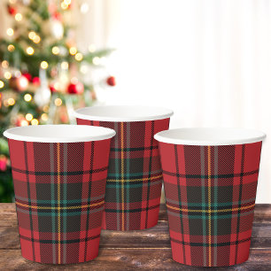 Classic Elegant Red Tartan Christmas Holiday Paper Cups