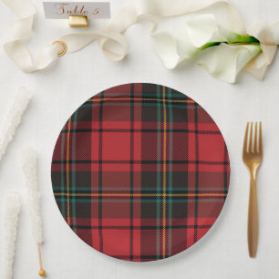 Classic Elegant Red Tartan Christmas Holiday Paper Plates