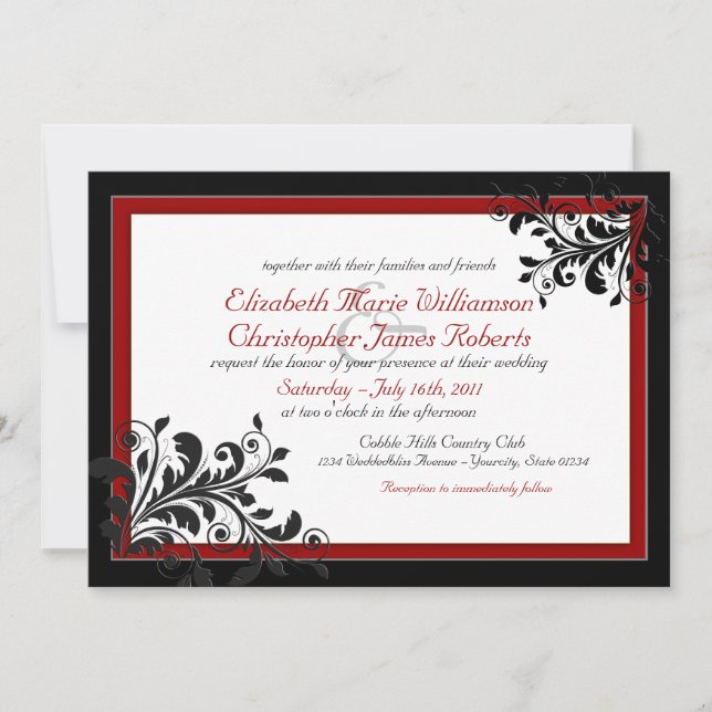 Classic Elegant Red Wedding Invitation (Front)