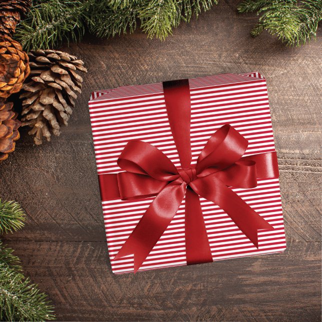 Classic Elegant Red White Stripe Christmas Wrapping Paper (Creator Uploaded)