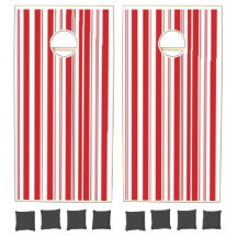 Classic Elegant Red & White Stripe Cornhole Set
