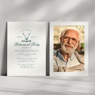 Classic Elegant Retirement Party Golf Green Photo Invitation