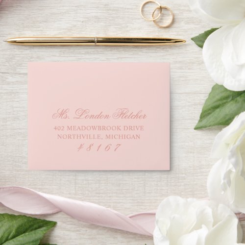 Classic Elegant Rose Gold Blush Pink Wedding RSVP Envelope