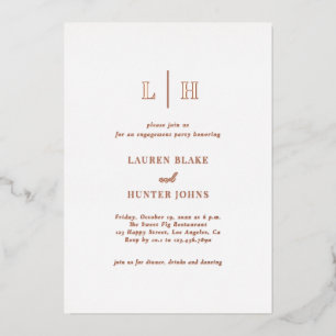 Classic Elegant Rose Gold Engagement Party Foil Invitation