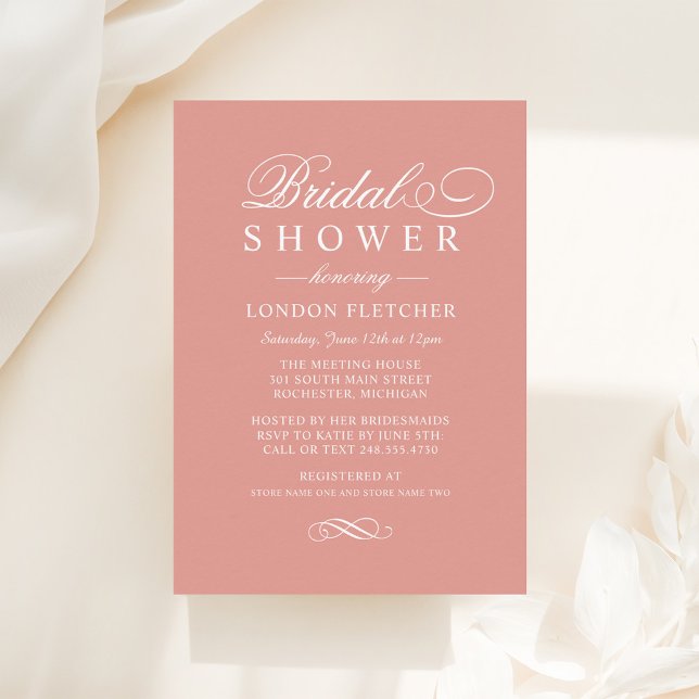 Classic Elegant Rose Gold Wedding Bridal Shower Invitation (Creator Uploaded)