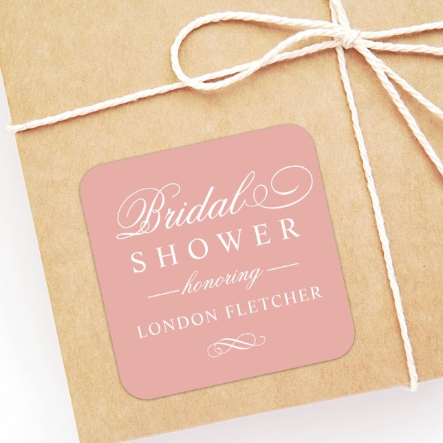 Classic Elegant Rose Gold Wedding Bridal Shower Square Sticker (Creator Uploaded)