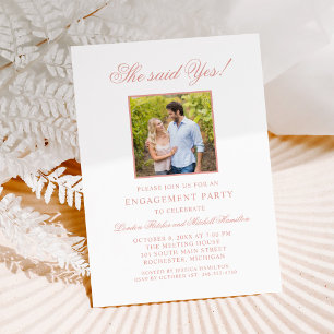 Classic Elegant Rose Gold Wedding Engagement Party Invitation