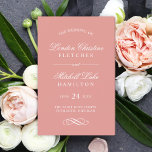 Classic Elegant Rose Gold Wedding Programs<br><div class="desc">Formal rose gold wedding ceremony program design features beautiful white typography that combines a traditional flourished calligraphy script with classic block lettering on a rose gold colored background. Includes a decorative scroll design accent. The custom text can be fully personalized for your wedding day. Note, these folded sheet programs arrive...</div>