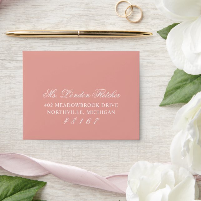 Classic Elegant Rose Gold Wedding RSVP Envelope (Wedding)