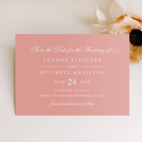 Classic Elegant Rose Gold Wedding Save The Date