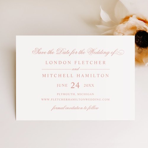 Classic Elegant Rose Gold Wedding Save The Date