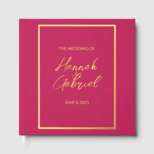 Classic Elegant Rose Red Wedding Foil Guest Book
