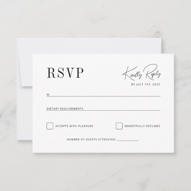 Classic elegant RSVP, beautiful laconic font RSVP Card (Front)