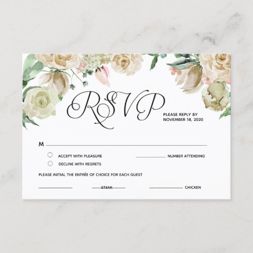 Classic Elegant RSVP Response reply Cards