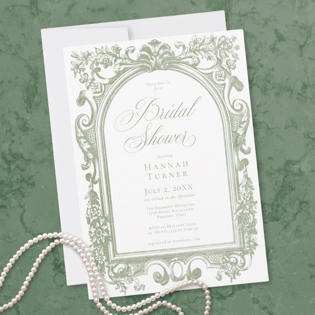 Classic Elegant Sage Arch Floral Bridal Shower Invitation (Classic Elegant Sage Arch Floral Bridal Shower Invitation)