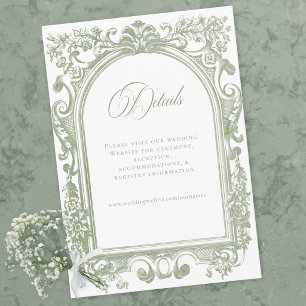 Classic Elegant Sage Arch Floral Frame Wedding Enclosure Card