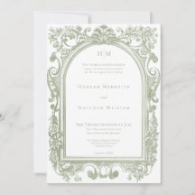 Classic Elegant Sage Arch Floral Frame Wedding