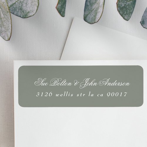 Classic Elegant Sage Green White Return Address Label