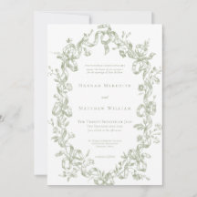 Classic Elegant Sage Oval Ribbon Frame Wedding