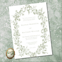Classic Elegant Sage Oval Ribbon Frame Wedding