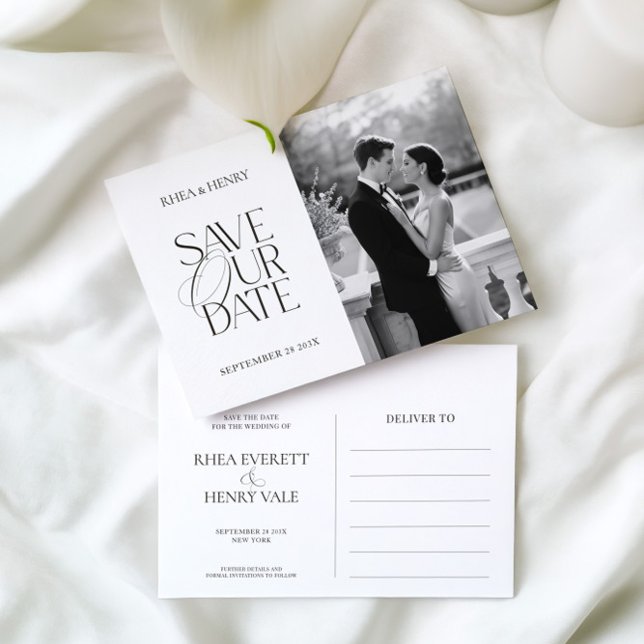 Classic Elegant Save Our Date Photo Postcard  (Classic Elegant Save Our Date Photo Postcard)