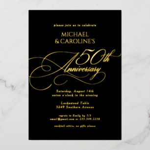 Classic Elegant Script 50th Wedding Anniversary Foil Invitation