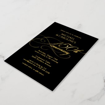 Classic Elegant Script 50th Wedding Anniversary Foil Invitation | Zazzle