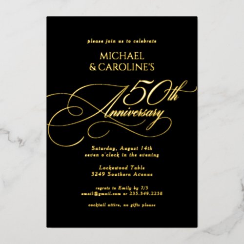 Classic Elegant Script 50th Wedding Anniversary