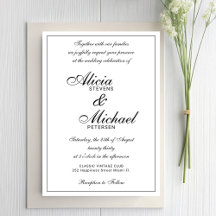 Classic elegant script black and white wedding