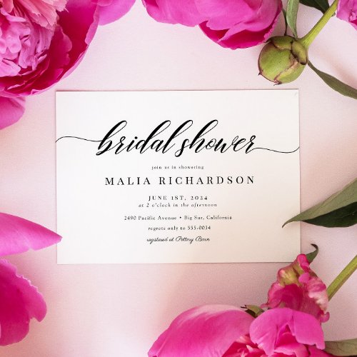 Classic Elegant Script Bridal Shower Invitation