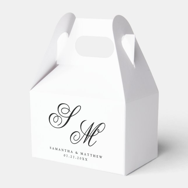 Classic Elegant Script Couple Initials Wedding Favor Boxes (Front Side)