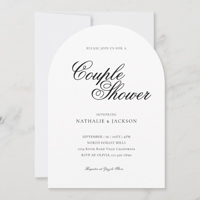 Classic Elegant Script Couple Shower Invitation (Front)