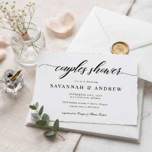 Classic Elegant Script Couples Bridal Shower Invitation