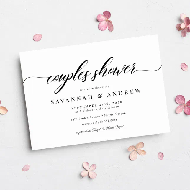 Classic Elegant Script Couples Bridal Shower Invitation Zazzle