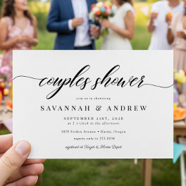 Classic Elegant Script Couples Bridal Shower Invitation
