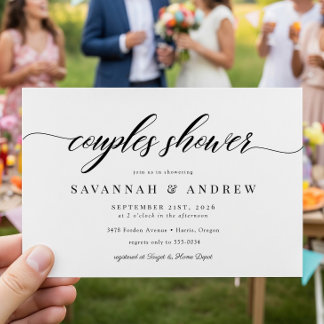 Classic Elegant Script Couples Bridal Shower Invitation