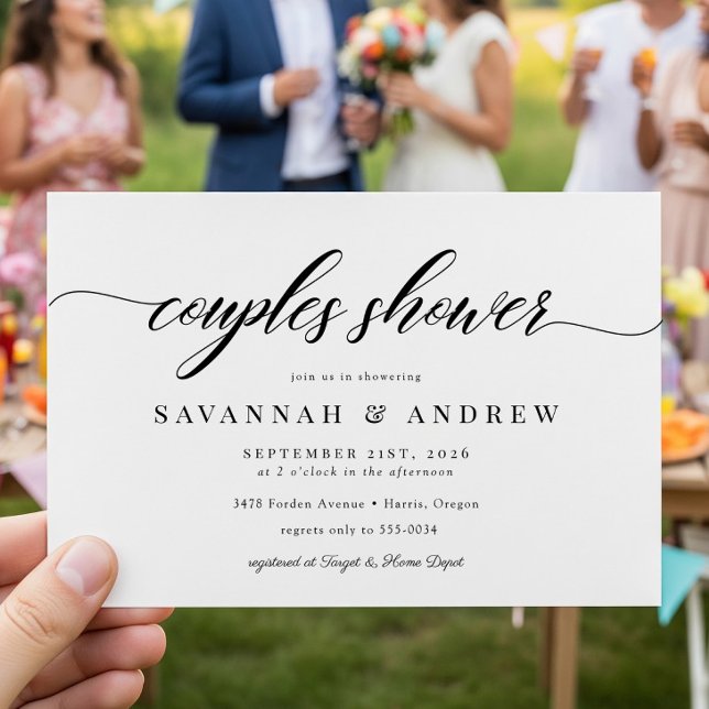 Classic Elegant Script Couples Bridal Shower Invitation (Creator Uploaded)