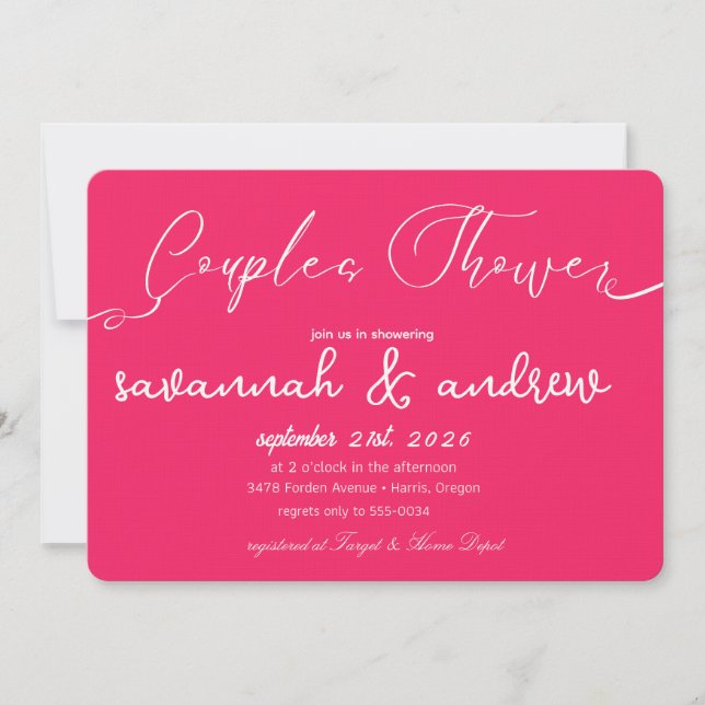 Classic Elegant Script Couples Shower Invitation (Front)