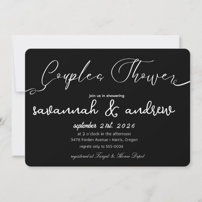 Classic Elegant Script Couples Shower Invitation (Front)