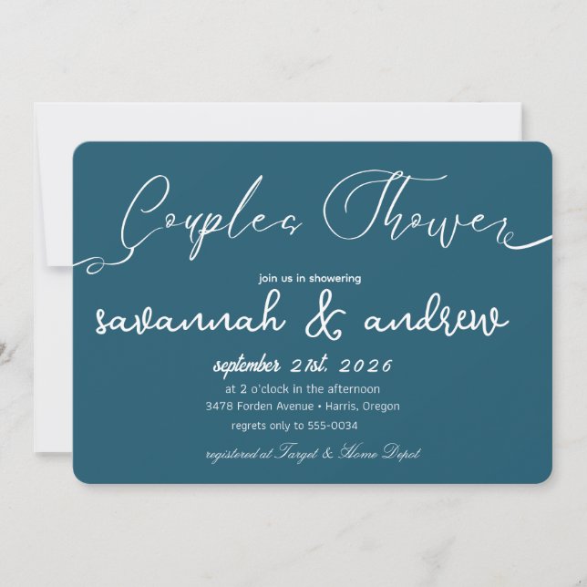 Classic Elegant Script Couples Shower Invitation (Front)