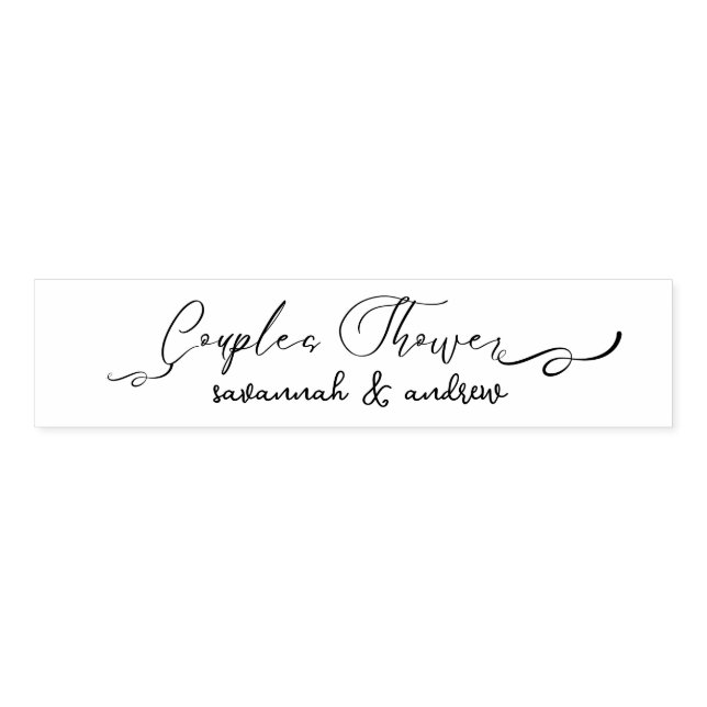 Classic Elegant Script Couples Shower Invitation Napkin Bands (Unfolded)