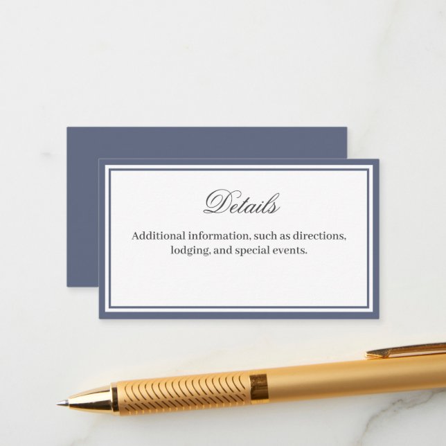 Classic Elegant Script Details Enclosure Card (Front/Back In Situ)